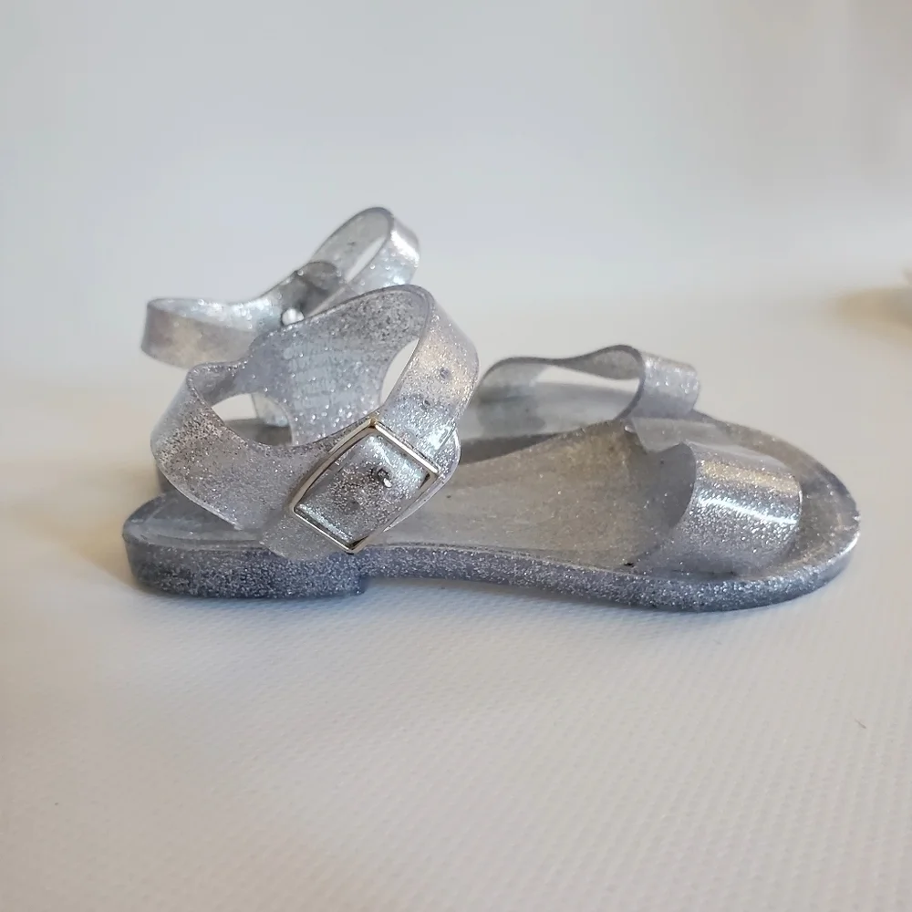 Gymboree Girls Silver Glitter Jelly Sandals Size 7